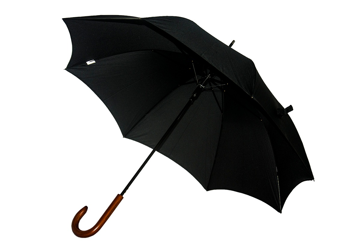 Guarda chuva longo autom. luxo cabo de madeira